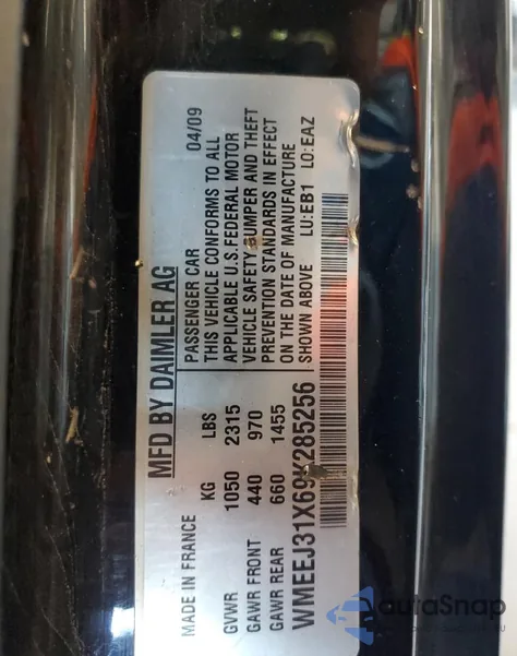 2009 Smart Fortwo Pure z USA, uszkodzony, nr VIN WMEEJ31X69K285256